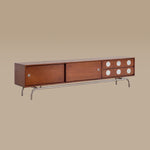 Load image into Gallery viewer, Walnut TV Stand Sliding Door TV Cabinet Spacious Storage Modern Style
