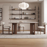 Load image into Gallery viewer, Modern Dining Table Set Solid Wood Legs Walnut Veneer Scratch Resistant Sintered Stone Top
