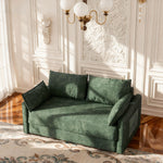 Load image into Gallery viewer, 65.5" Sofa Convertible Sofa Bed Wrinkle-resistant Linen Lightweight Loveseat Wooden Armrest
