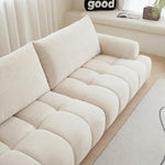 Load image into Gallery viewer, Modern Channel-Tufted Snow Velvet Sofa with Latex Cushioning

