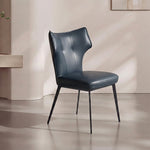 Load image into Gallery viewer, Modern Faux Leather Dining Chair with Sculpted High Back Black Metal Legs 1 Piece
