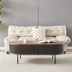 Load image into Gallery viewer, 46.8&#39;&#39; Coffee Table Oval Shape Modern Design Walnut Black Accent Storage Compartment
