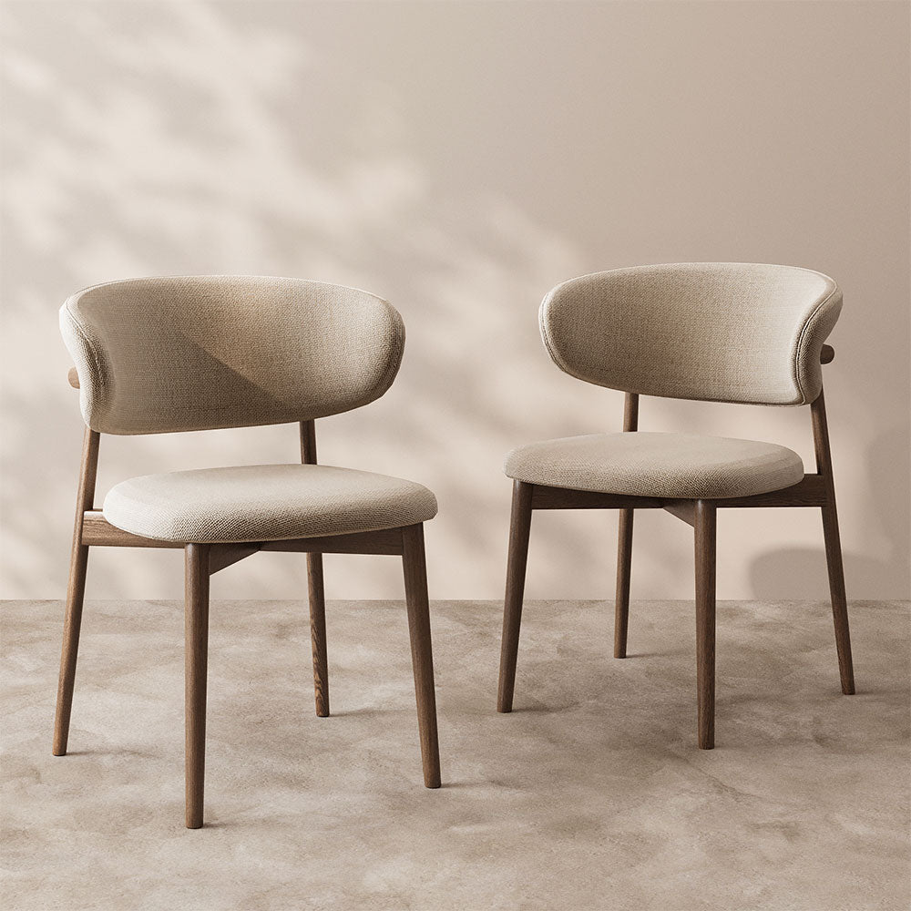 2PCS Dining Chair Modern Ash Wood Frame Curved Backrest