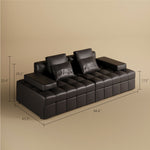 Load image into Gallery viewer, Modern Black Faux-Leather Sofa Bed Convertible Spacious and Stylish
