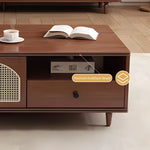 Load image into Gallery viewer, TV Stand &amp; Coffee Table Set with Cane Drawers Mid-Century Modern Style Spacious Storage Elegant Design
