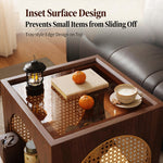 Load image into Gallery viewer, Modern Rattan Nightstand Rolling Side Table Solid Wood Mobile Bedside Cabinet with Storage
