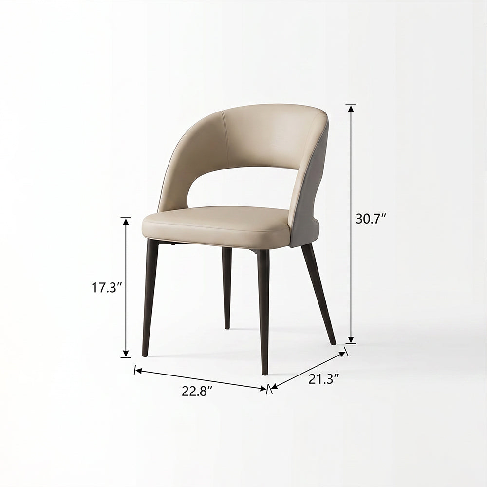 Matte Black Carbon Steel Leg Two Tone Faux Leather Dining Side Chair 1 Piece