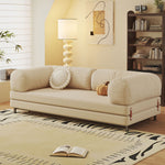 Load image into Gallery viewer, Contemporary sleeper sofa in sofa mode with detachable cushions and plush seating
