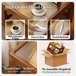 Load image into Gallery viewer, Modern Solid Wood Bedside Table with Fluted Glass Top Multi Layer Storage Nightstand
