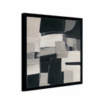 Load image into Gallery viewer, Original hand-painted geometric abstract, neutral black, grey, and beige palette blending with any living space.
