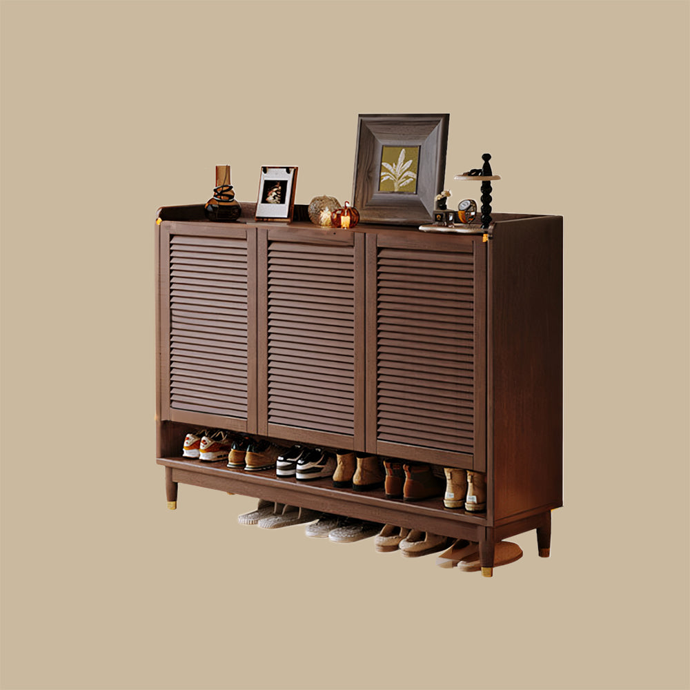31.4''/47.2'' Modern Wooden Shoe Cabinet with Louvered Doors Large Capacity Entryway Storage Organizer