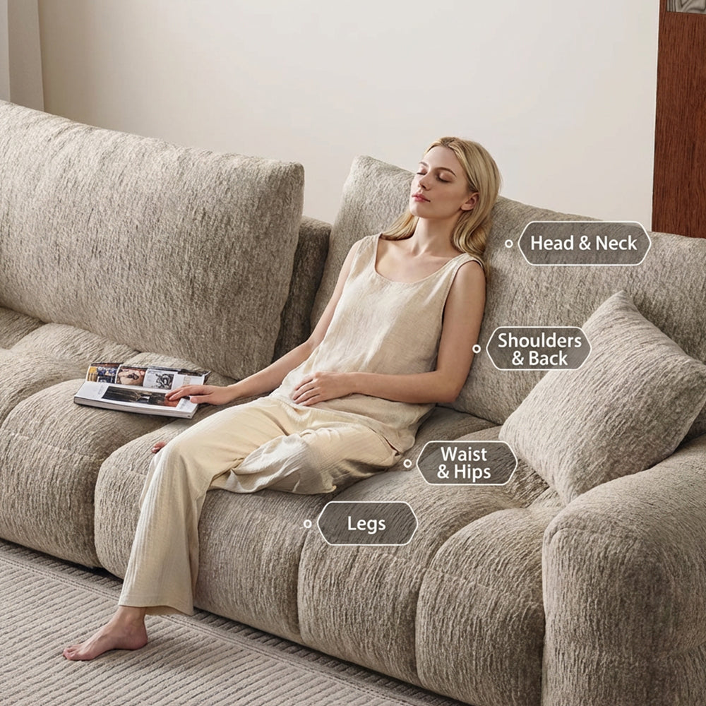 Modern Tufted Chenille Sofa with Deep Adjustable Seating