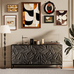 Load image into Gallery viewer, 62.4&#39;&#39;Vintage Carved Sideboard Mid Century Storage Cabinet Geometric Texture Bold Relief Artistic Statement
