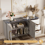 Load image into Gallery viewer, 62.4" Sleek Modern White and Gold Buffet Cabinet with Circular Accents
