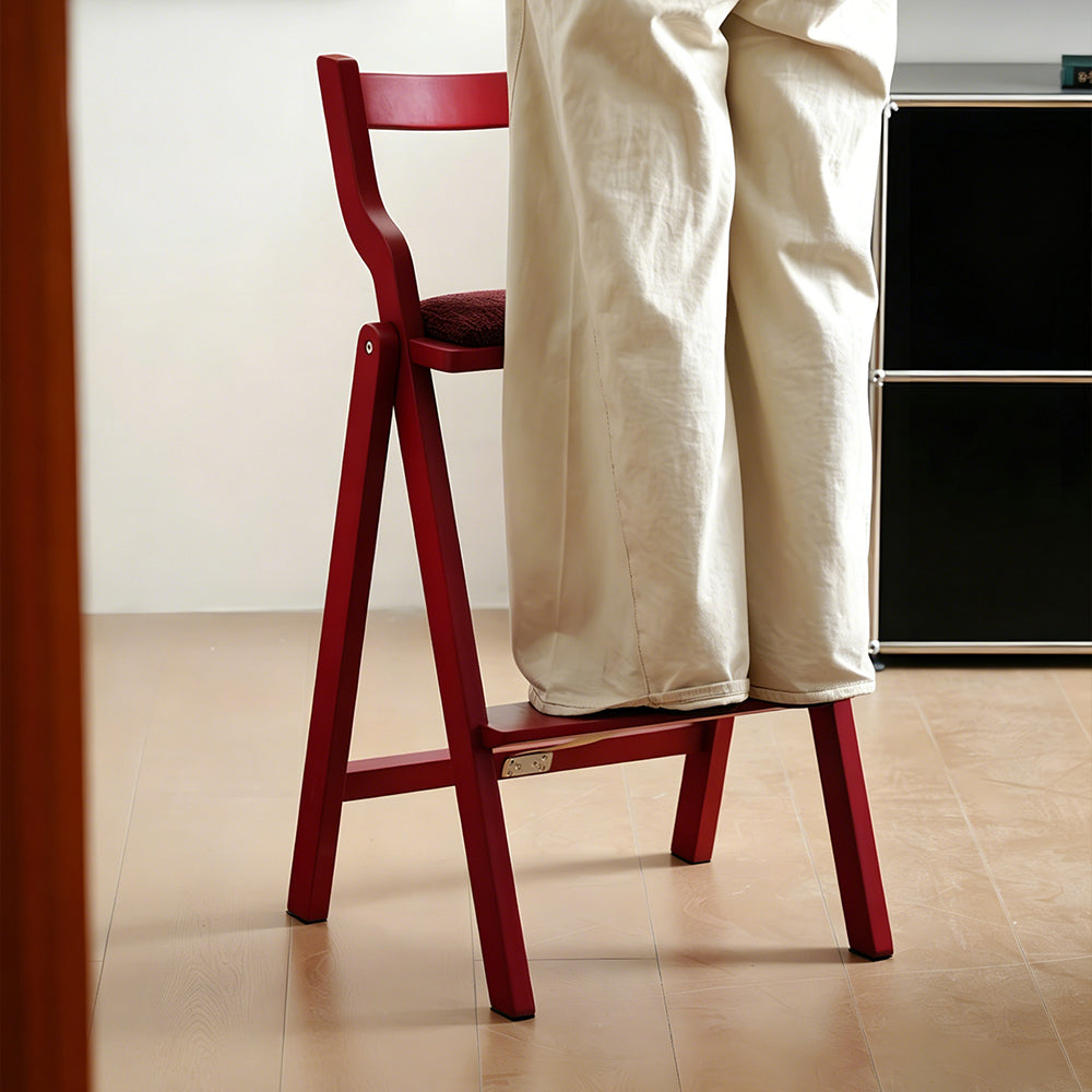 Modern Minimalist Counter Stool Solid Wood Bar Chair with Upholstered Seat 1 Piece