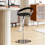 Modern Adjustable Swivel Bar Stool Faux Leather Seat Stainless Steel Base Counter Height Bar Chair 1 Piece