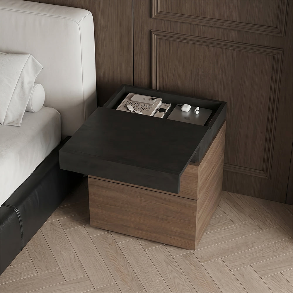 Modern Wooden Nightstand with 3 Drawers Minimalist Bedside Table Large Storage Design