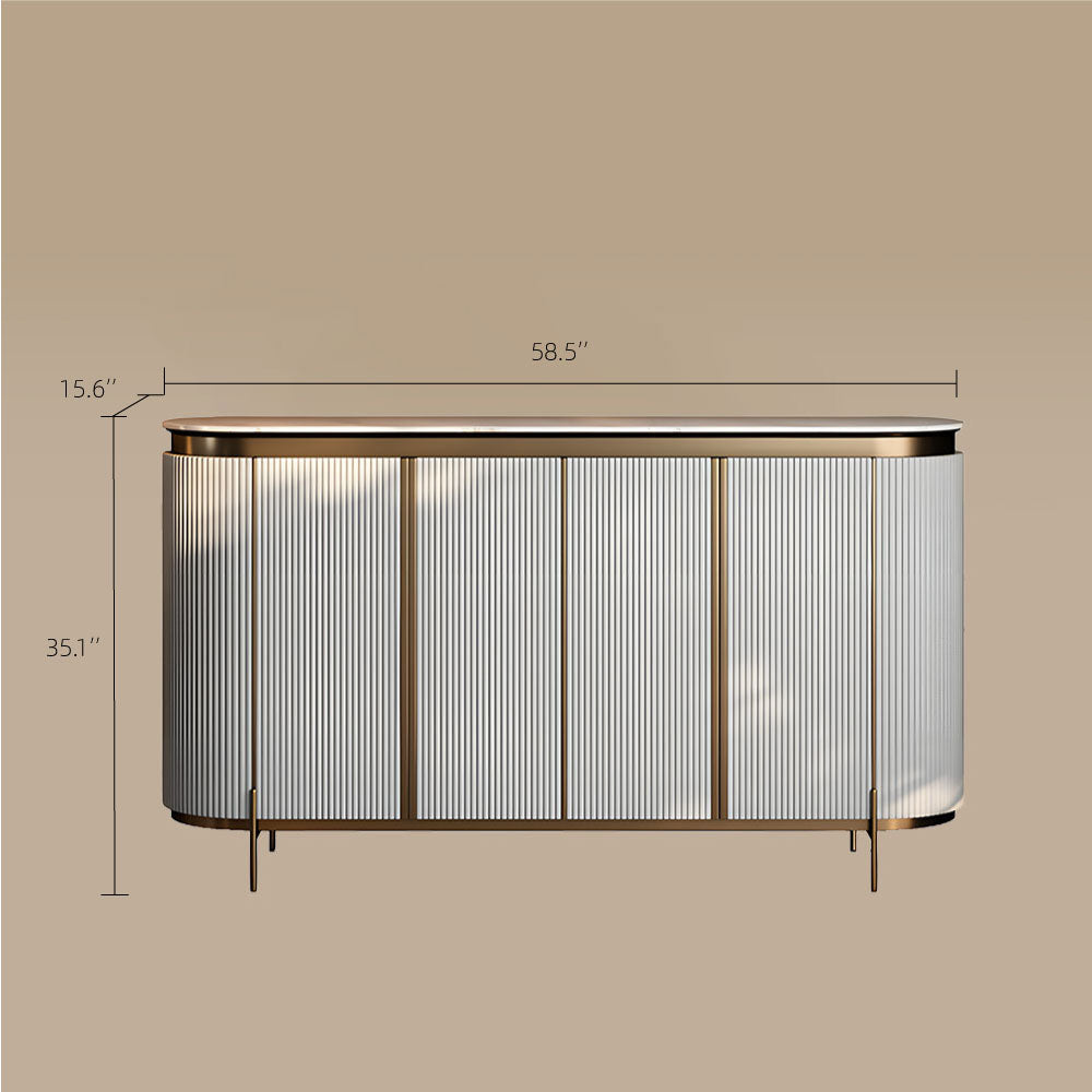 58.5" Elegant and Modern White and Gold Sideboard Cabinet with Ample Storage