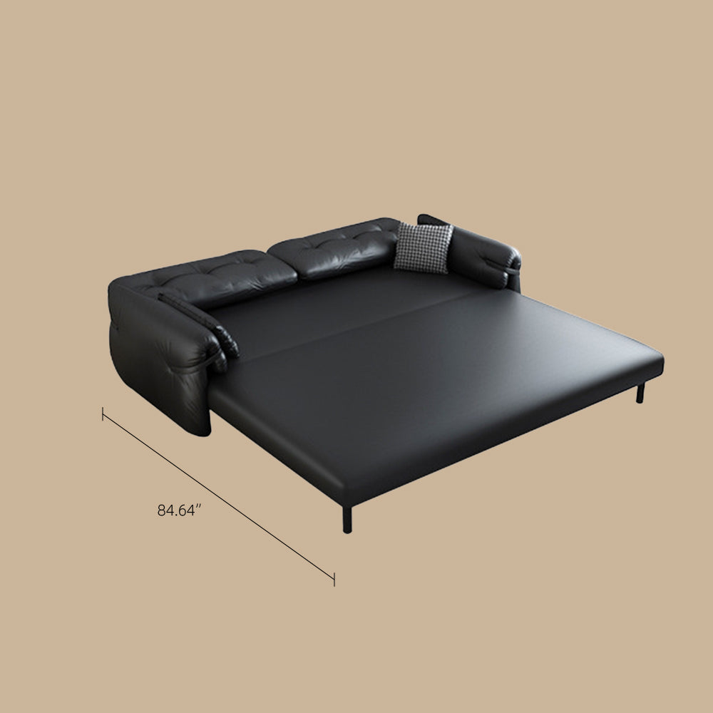Modern Faux Leather Sofa Bed Convertible Sleeper Sofa Minimalist Folding Couch for Living Room