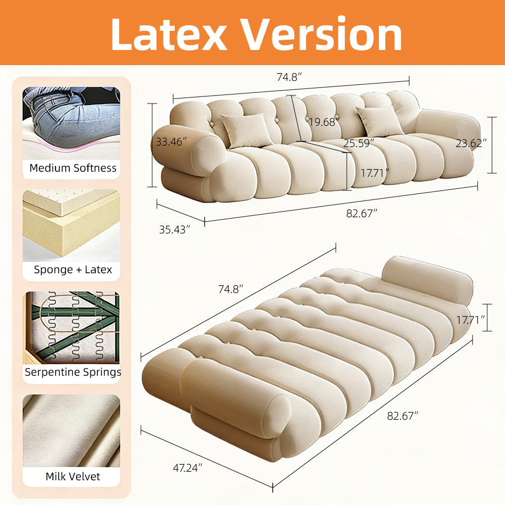 Modern Bubble Cushion Velvet Sofa Bed Convertible Deep Seat Sleeper