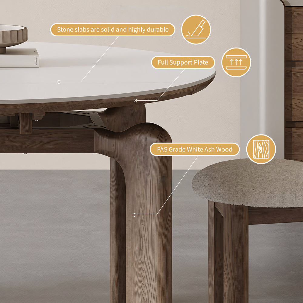 50.7" Versatile Transformable Dining Table in White and Wood