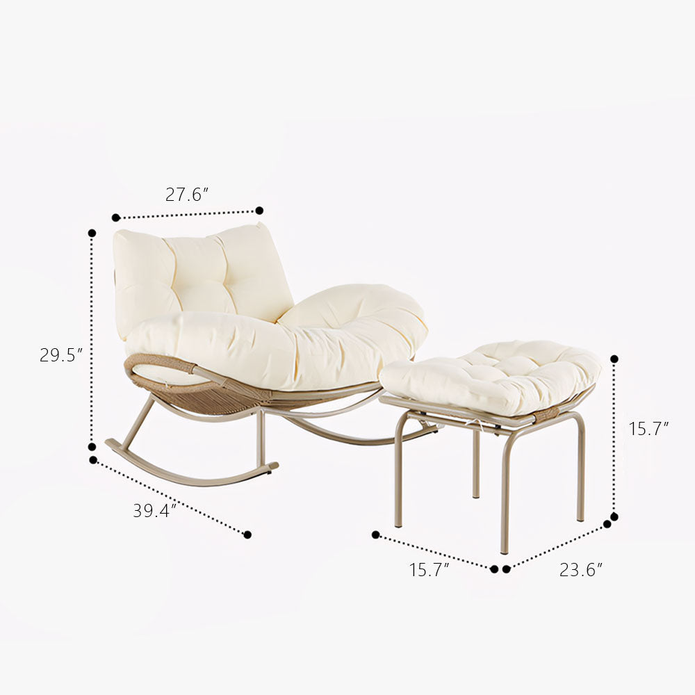 Modern Outdoor Rocking Lounge Chair with Cushioned Seat and Woven Base