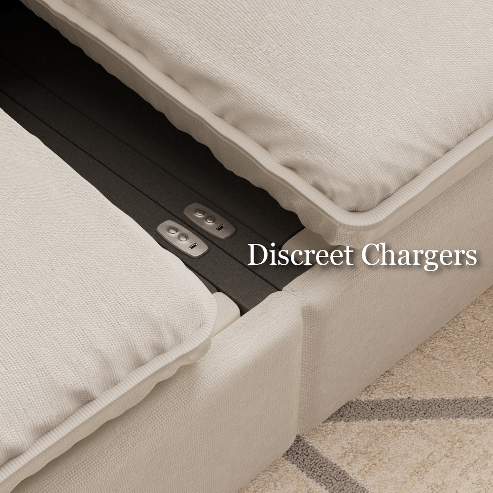 115.35'' CloudLuxe Power Reclining 3-Seat Sofa Linen Fabric Cloud Comfort