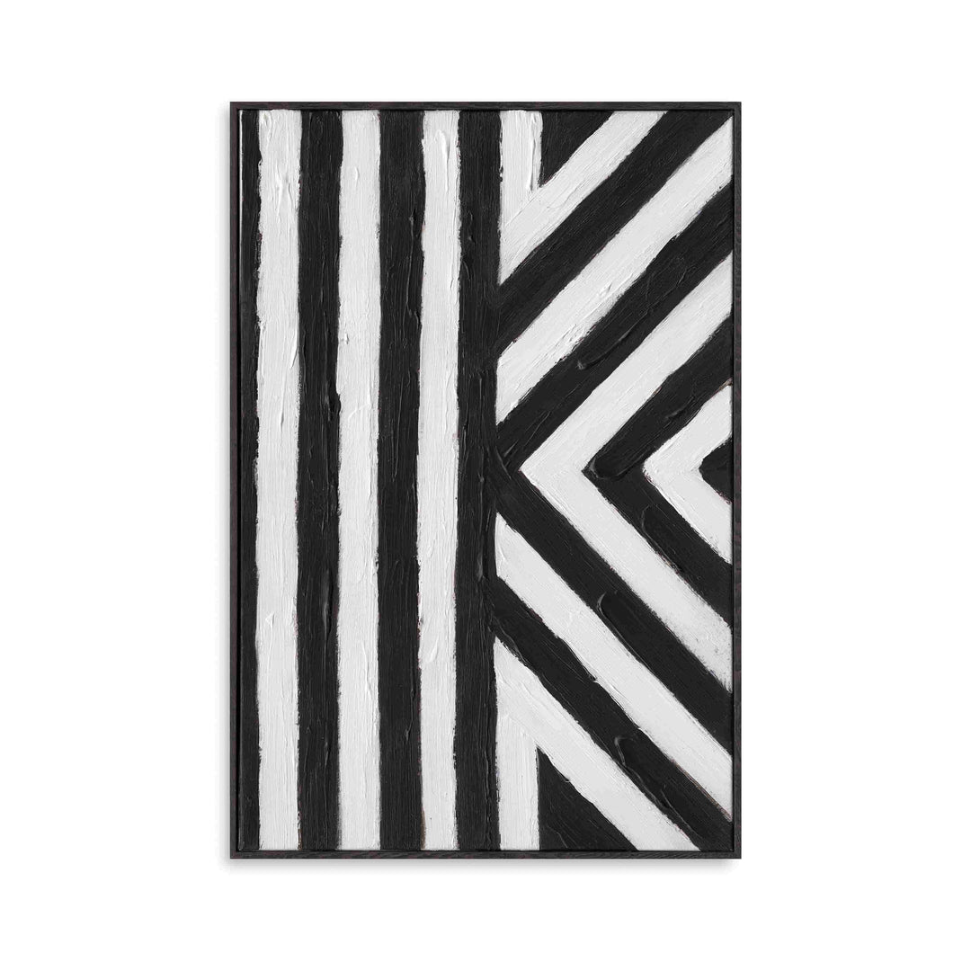 Handmade Textured Wall Art – Black & White Geometric Abstract Painting