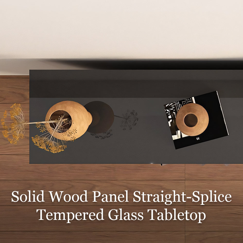 62.9'' Modern Walnut Sideboard Fluted Wood Storage Cabinet with Metal Frame and Doors