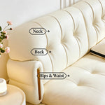 Load image into Gallery viewer, Modern Cream Upholstered Platform Bed Button Tufted Headboard Low Profile Soft Frame Bed with Solid Slat Support
