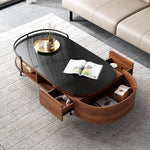 Load image into Gallery viewer, 50.7&quot; Modern Storage Coffee Table Tempered Glass Top Walnut Minimalist Design
