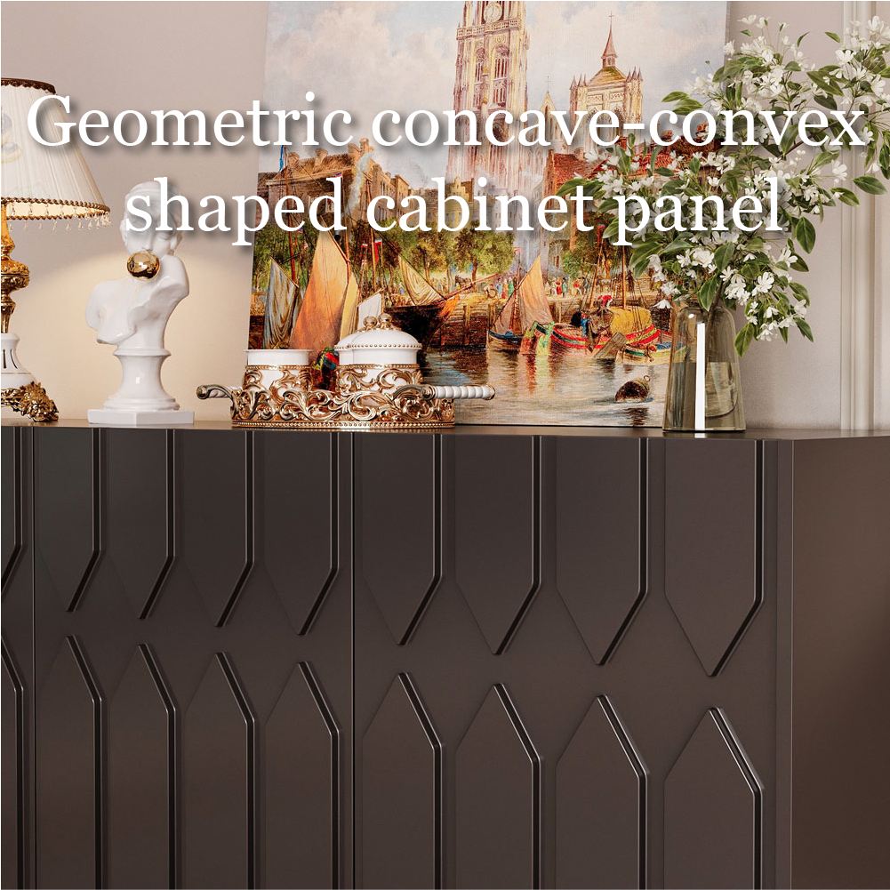 55.1'' Modern Geometric Black Sideboard Cabinet with Decorative Doors and Spacious Storage