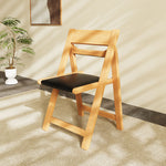 Load image into Gallery viewer, 4PCS Folding Chair Solid Wood with Black Leather Seat Space-Saving Durable Elegant Design

