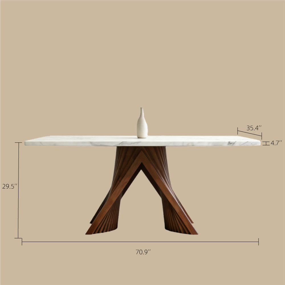 Luxury Sintered Stone Dining Table with Artistic Walnut Wood