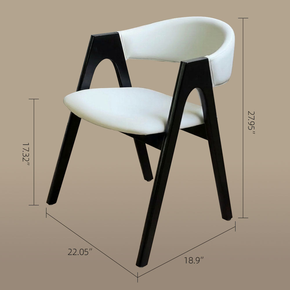 Modern Nordic Dining Chair Set of 2 PU Leather & Solid Wood Frame