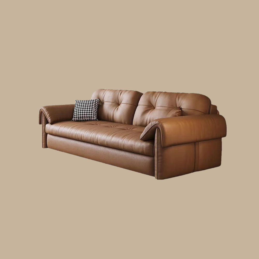 Contemporary Faux Leather Sofa Bed Sleeper Sofa with Hidden Storage & Metal Frame
