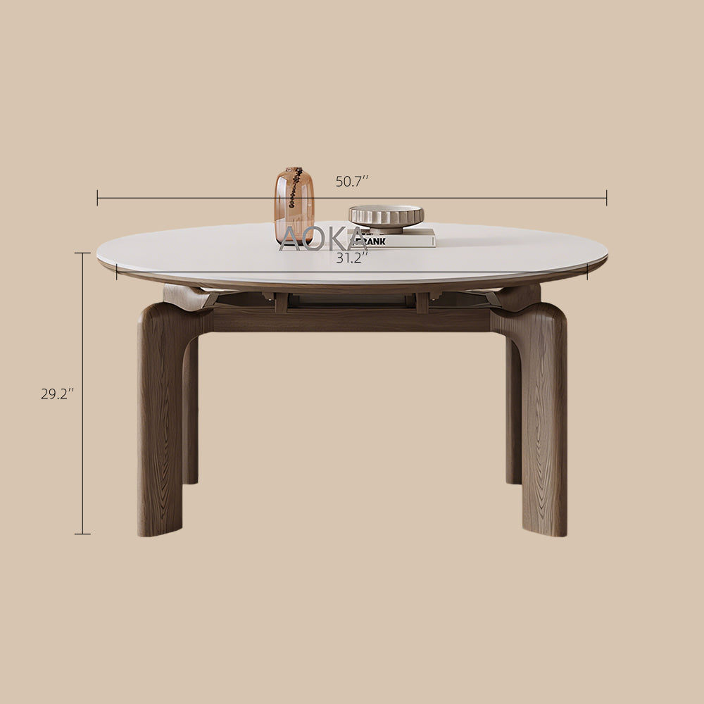 50.7" Versatile Transformable Dining Table in White and Wood