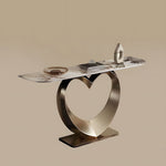 Load image into Gallery viewer, Elegant Heart-Shaped Base Console Table in Gold with Marble Top
