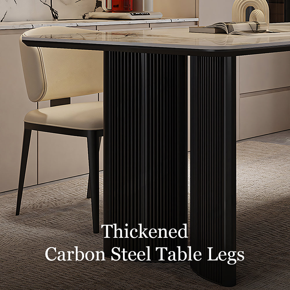 Minimalist Luxury Dining Table Natural Marble Grain Stone Tabletop