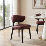 Load image into Gallery viewer, Ergonomic Curved Backrest Solid Wood Frame Faux Leather Dining Chair 1 Piece
