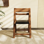 Load image into Gallery viewer, 4PCS Folding Chair Solid Wood with Black Leather Seat Space-Saving Durable Elegant Design

