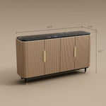 Load image into Gallery viewer, 62.4'' Modern Luxury Elegant Gray and Gold Sideboard with Shelves
