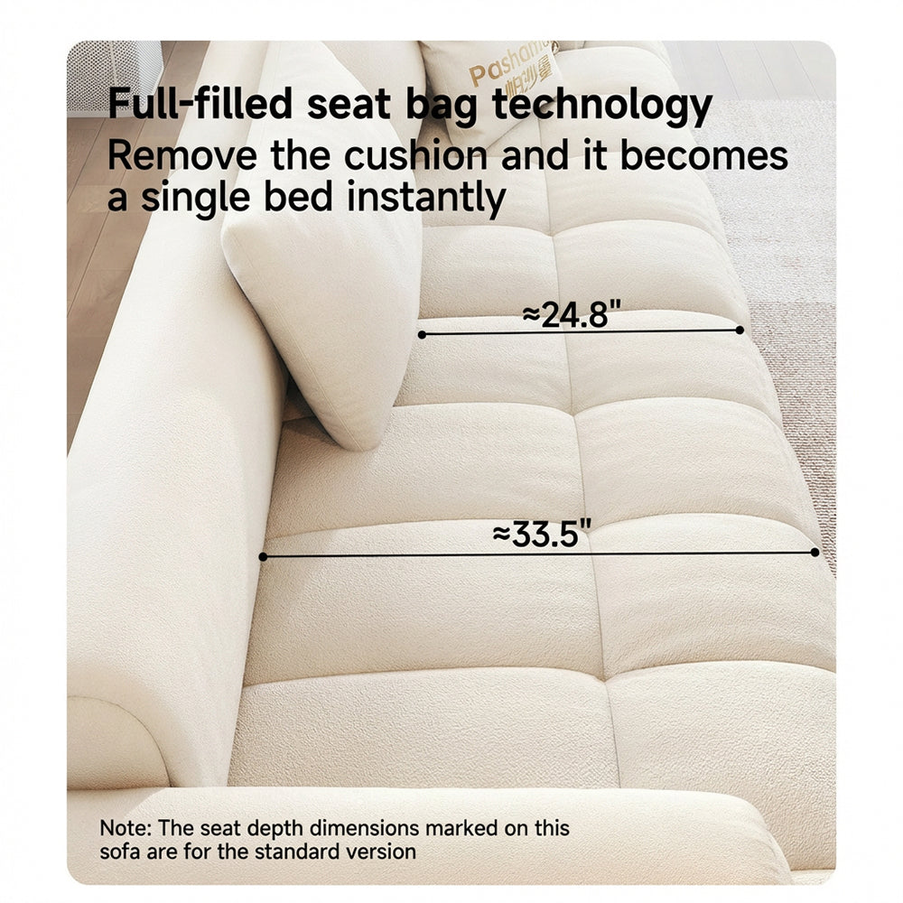 Modern Channel-Tufted Snow Velvet Sofa with Latex Cushioning