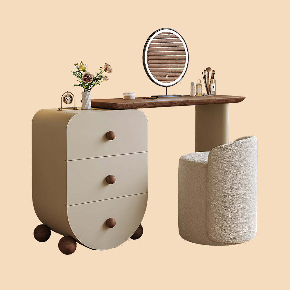Modern Makeup Vanity Set with LED Mirror and Stool