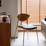 Load image into Gallery viewer, Modern Dining Chair with Stainless Steel Legs Faux Leather Upholstered Seat Ergonomic Wood Backrest for Dining Room
