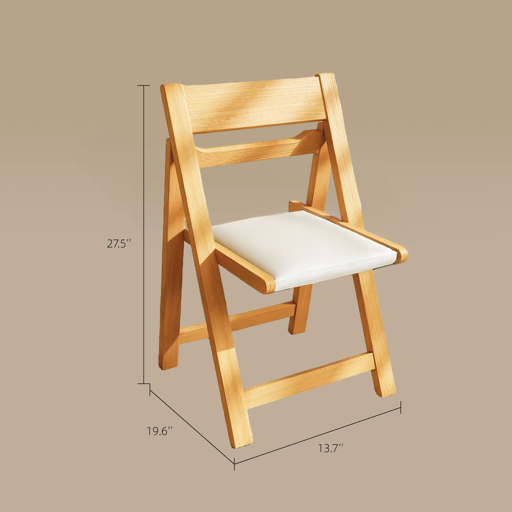 4PCS Folding Chair Solid Wood with Black Leather Seat Space-Saving Durable Elegant Design