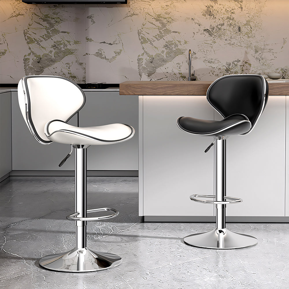 Modern Adjustable Swivel Bar Stool Upholstered Faux Leather Seat Height Adjustable 1 Piece