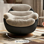 Load image into Gallery viewer, Modern Swivel Lounge Chair with Plush Cushions and Wooden Base
