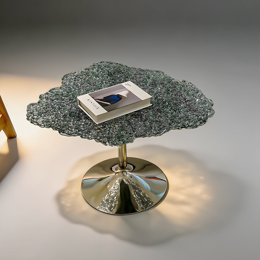 Modern Artistic Polycarbonate Coffee Table Irregular Water Ripple Accent Side Table