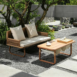 Load image into Gallery viewer, 55.1" Outdoor PE Rattan Loveseat with Cushioned Seat and Pillow Backrest
